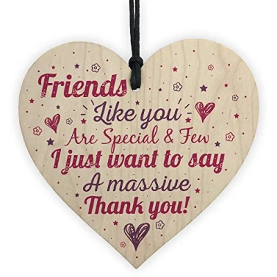 Image of RED OCEAN Friendship Handmade Hanging Wooden Heart Plaque Birthday Christmas Thank You Gift For Friend