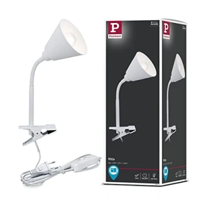 Image of Paulmann 95431 Vitis Clip luminaire with Flexarm Round max. 20 watts lamp Cord Switch White Metal, Plastic E14