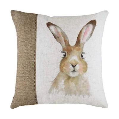 Image of Evans Lichfield Hessian Hare Cushion Cover, White, 43 x 43cm