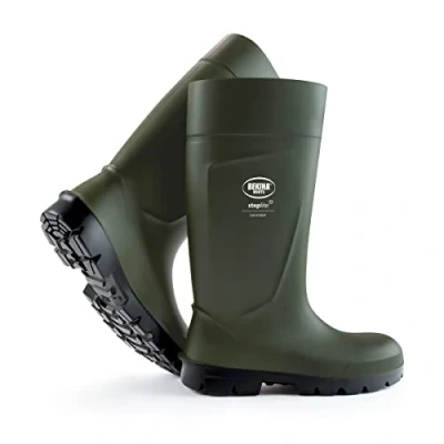 Image of Safety Boots for Men and Women with Steel Toecap, Non Slip Sole, Agricultural Work Boots, Feather Light, impervious to Water, mud or detergents, Insulating up 20 Degrees, Green, UK 13 Mens Size