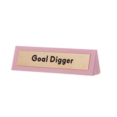 Image of Boxer Gifts Goal Digger Pink Wooden Desk Sign Female Entrepreneur, Boss &amp; Manager Accessory Fun Novelty Gift For Colleague, wood, One Size