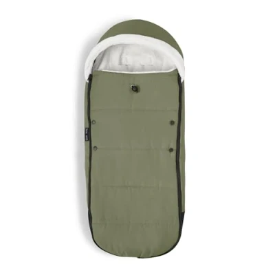 Image of Stokke YOYO Footmuff, Olive Sherpa Lining, Fleece Hood with Drawstring, Double Padding Machine Washable at 30C Includes Small Bag