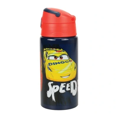 Image of OM SUPPLIES Cars Characters Reusable Aluminium Sports Bottle 500ml Holiday, Back to School Water Drinking Kids Lunch Children (Cars)