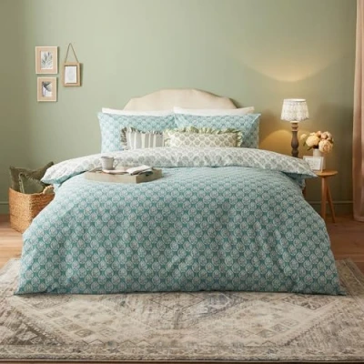 Image of furn. Krissa Block Printed Duvet Set Double Blue