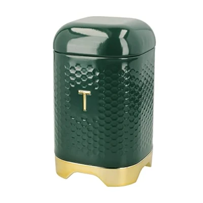 Image of Lovello Textured Hunter Green Tea Canister