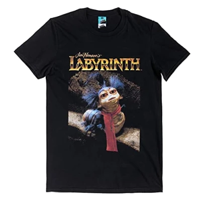 Image of TruffleShuffle Unisex Labyrinth Worm Wall T Shirt Black Non Fading 100% Cotton for 80s Movie Fans