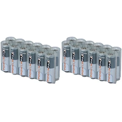 Image of 2 x Battery Cases By Powerpax Slim Line AA Caddy, Clear Each Holds 12&quot; Batteries