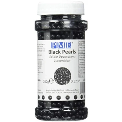 Image of PME Small Sugar Pearls, Black, 100 g