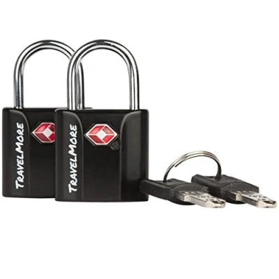 Image of 2 Pack TSA Approved Luggage Key Locks for Travel Suitcase with Keys Padlocks Black