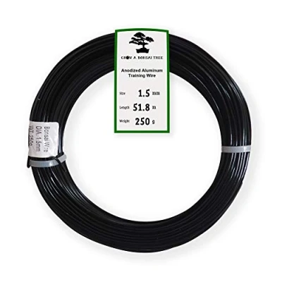 Image of Grow A Bonsai Tree Anodized Aluminium 1.5mm Training Wire 250g Large Roll (170 Feet) Choose Your Size and Color (1.5mm, Black)