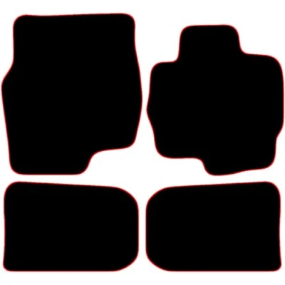 Image of Carsio Carpet Car Mats For Mitsubishi Colt 2004 2009 4 Piece Set Tailored Fit Floor Mat Complete Accessory Black Custom Fitted All Weather, Anti Slip Backing &amp; Red Trim