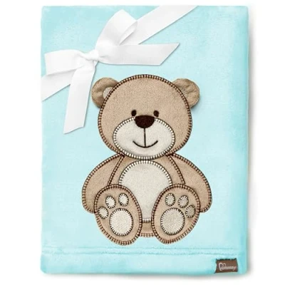 Image of Be Mammy Warm Children Baby Cosy Blanket Gift BE20 168 (Powder Blue Bear)