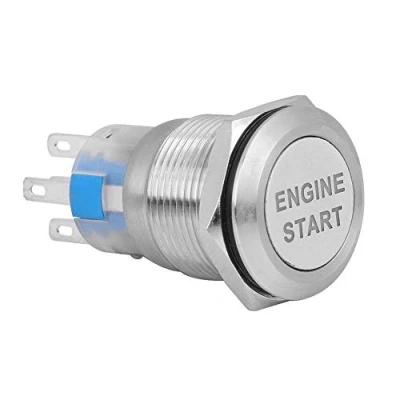 Image of Push Button Start Kit Engine Ignition Switch Car 12V Waterproof Starter Silver Stainless Steel