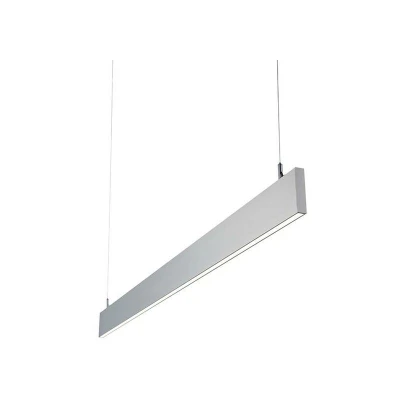 Image of Kingsley Integrated LED Linear Baton Pendant Bar Silver Anodised, Frosted IP40