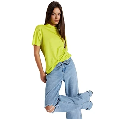 Image of Trendyol Woman Basics Regular fit Basic High Neck Knit T Shirt,Light Khaki,S