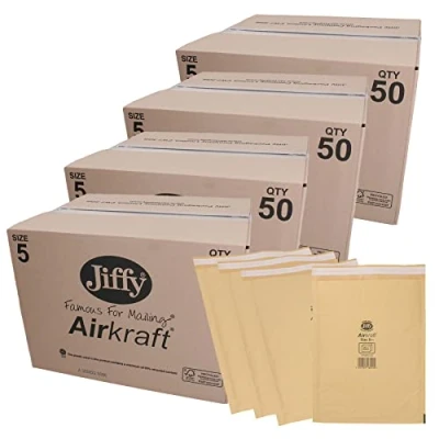 Image of AB Tools 200pk Genuine Gold Jiffy Bag Airkraft Bubble Padded Mail Envelope Size 5