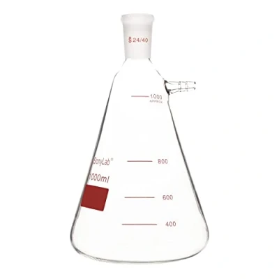 Image of stonylab Filtering Flask with 24/40 Standard Taper Outer Joint, Heavy Wall Borosilicate Glass Filter Flask, Bolt Neck Tubulation, 1000 ml