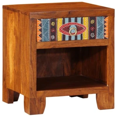 Image of vidaXL Acacia Wood Bedside Cabinet Bedroom Nightstand with Honey Brown Finish 40x35x45 cm Stylish Wooden Ample Storage and Sturdy Legs