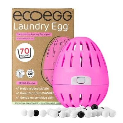 Image of Ecoegg Laundry Egg Detergent &amp; Fabric Conditioner Replacement Non bio, no enzymes, phosphates, bleach Sensitive Skin British Bloom 70 Washes