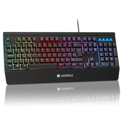 Image of KOORUI Gaming Keyboard, 104Keys Wired LED Backlit Computer Mechanical Feel Keys, Anti ghosting Waterproof USB Membrane Keyboard for Desktop