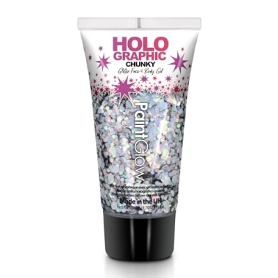 Image of Chunky Cosmetic Glitter gels 50ml for face, Body &amp; Hair from PaintGlow (Vegan) (Intergalactic)