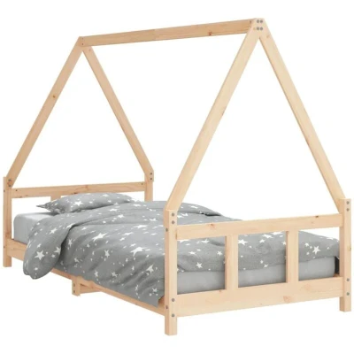 Image of vidaXL Scandinavian Style Kid&#039;s Bed Frame in Solid Pine Wood, Brown for Kids with Firm Support, Ideal Children&#039;s Bedroom
