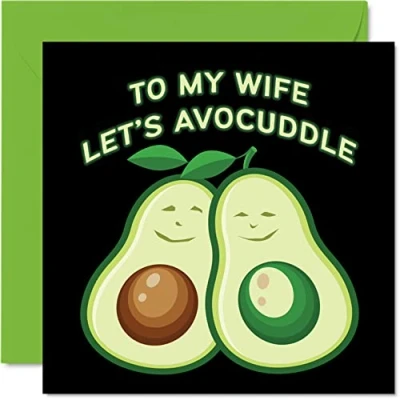Image of Funny Anniversary Cards for Wife Let&#039;s Avocuddle Joke Happy Birthday Card from Husband Partner, Gift, 145mm x Valentines Greeting Gift