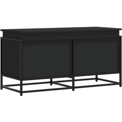 Image of vidaXL Storage Box with Lid Black Engineered Wood/Metal Frame Toy/Blanket Chest 100x40x51.5 cm Multi Purpose Coffee/Side Table
