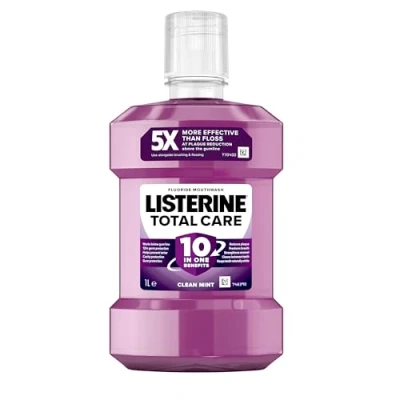 Image of Listerine Total Care Antibacterial Mouthwash (1000ml), Caring and Cleansing with 10 in 1 Benefits, Clean Mint Flavoured to Freshen Breath