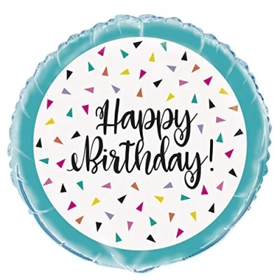 Image of Vibrant Triangle Confetti Round Foil Balloon (548cm) Perfect for Birthday Parties &amp; Celebrations 1 Pc