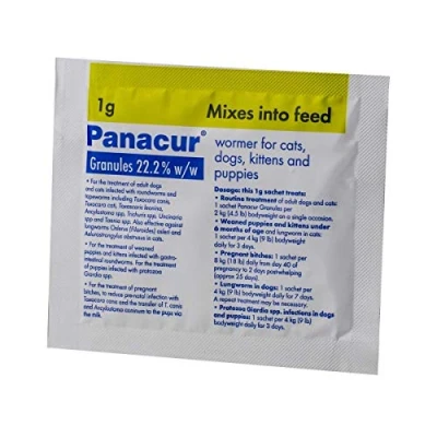 Image of Panacur 22% Granules for Cats &amp; Dogs, 1g, 3 sachets