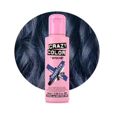 Image of Crazy Color Metallic Sapphire Semi Permanent Hair Dye. Highly Pigmented Deep Blue Conditioning &amp; Oil Nourishing Vegan Formula No Bleach or Ammonia 100ml