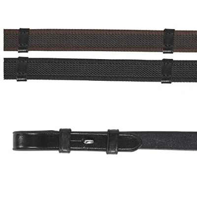 Image of Shires Aviemore Continental Rubber Grip Reins 48&quot; x5/8&quot; Havana