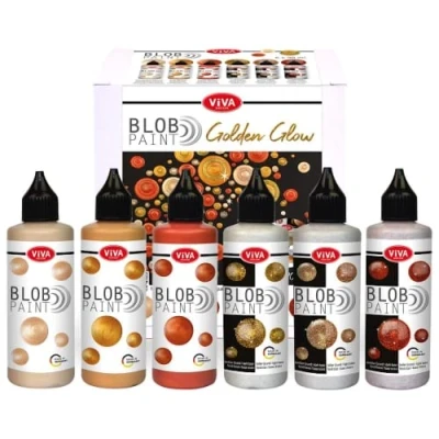 Image of Viva Decor® Blob Paint Set Golden Glow (6 x 90 ml) Ready to Use Paints for Painting/Dot Painting Art Dotting Tool Canvas, Mandala and Much More Made in Germany