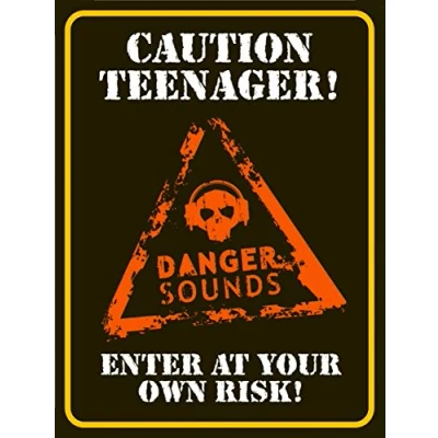 Image of Caution Teenager RETRO METAL TIN WALL PLAQUE SIGN NOVELTY GIFT Home bar shed man cave (150MM X 200MM (6&quot; 8&quot;)
