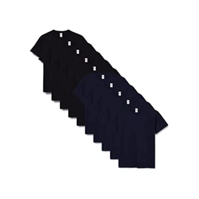 Image of Fruit of the Loom Men&#039;s Valueweight Short Sleeve T Shirt Pack 10, Black/Navy, X Large