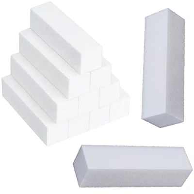 Image of 12 Nail Buffer Blocks 120 Grit 4 Way White Buffing for Nails Buffers Block Gel