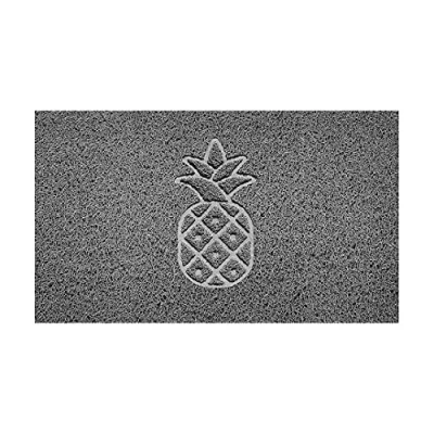 Image of Nicoman Embossed Spaghetti Door Mat Dirt Trapper Jet Washable Doormat 70x43cm (Grey, PINEAPPLE Shape) Use Indoor or Sheltered Outdoor