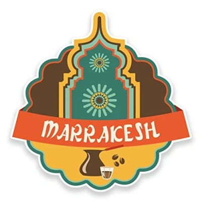 Image of 2 x 10cm/100mm Marrakesh Morocco Vinyl SELF Adhesive Sticker Decal Laptop Travel Luggage Car Bike Sign Fun #9225