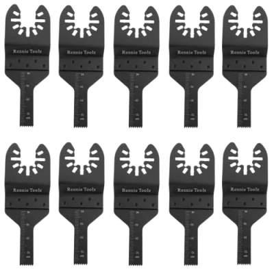 Image of Pack of 10 x 10mm Wide Oscillating Multi Tool Blades/Wood Cutter Saw Blades Set Compatible with Dremel Fein Multimaster Makita Stanley Worx Dewalt Etc Multitool Blade