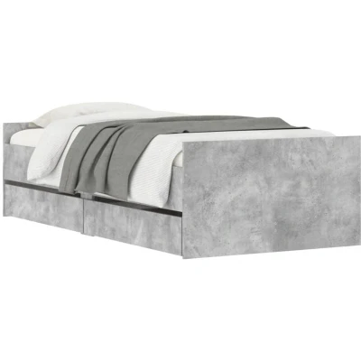 Image of vidaXL Bed Frame with Drawers without Mattress Concrete Grey 90x200 cm