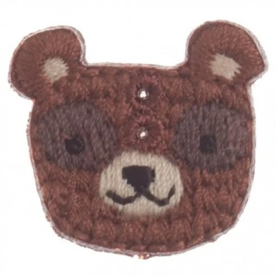 Image of Impex Woodland Bear Embroidered Buttons Brown per button