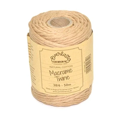 Image of 50M Spools Everlasto Single Twist Soft Cotton Coloured Macrame Craft Twine 38/6 (4mm approx) (Blonde)