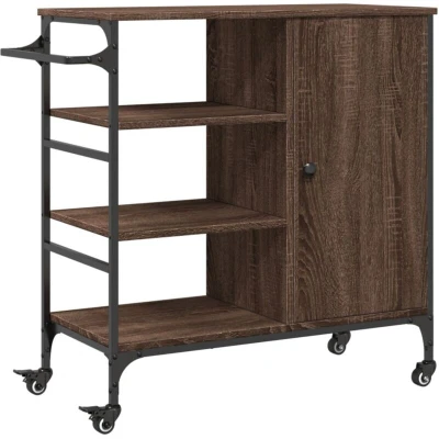 Image of vidaXL Kitchen Trolley Brown Oak 87.5x38.5x84.5 cm Engineered Wood