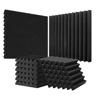 Image of VEVOR Acoustic Foam Panels, 36 Pack 12 x 2 inches, High Density Soundproof Wall Panels,Fire Resistant Panels,Sound Dampening Absorbing Panels for Studio and Ceiling,Black