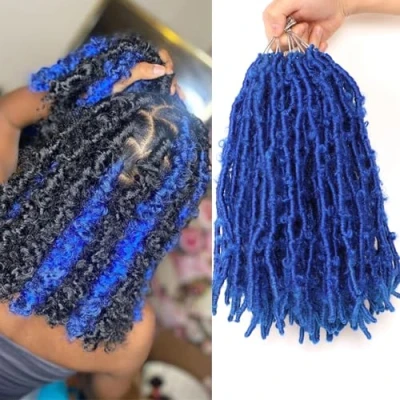 Image of Butterfly Locs Crochet Hair Extensions for Black Women Faux Soft Braids Braidng (12Inch(Pack of 8), #Blue)