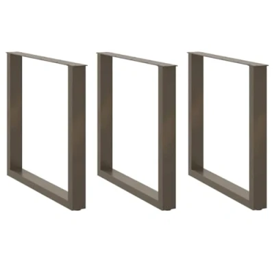Image of vidaXL Coffee Table Legs Set 3 U Shape, Natural Steel, Adjustable, Powder Coated Metal for Living/Dining Room