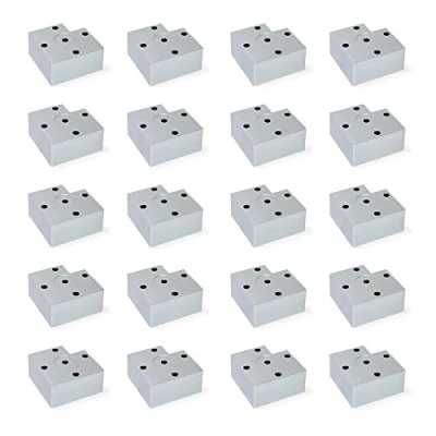 Image of Emuca feet, Furniture Silver Plastic, Set of 4 Legs 45mm high, Metallic Grey, H45x80 mm