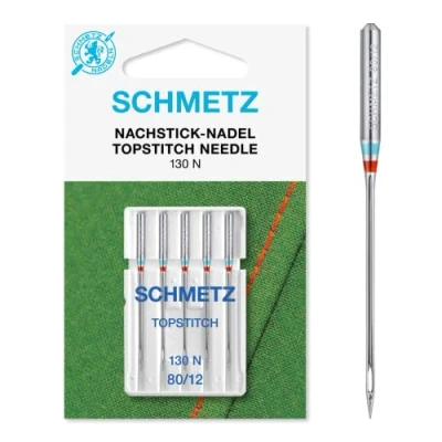 Image of Sewing Machine Needles Schmetz Topstitch, Size: 80/12, 3 Packets for The Price of 2! Includes Large Needle Threader
