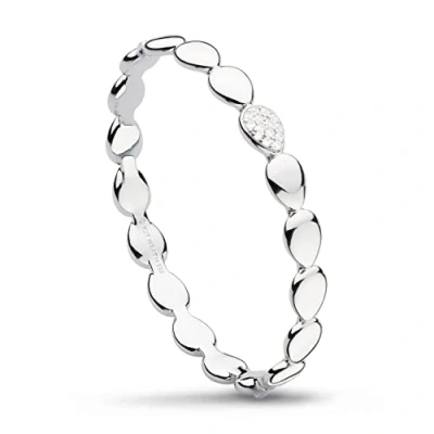 Image of Kit Heath Sterling Silver and Pavé Cubic Zirconia Coast Pebble Glisten Hinged Bangle